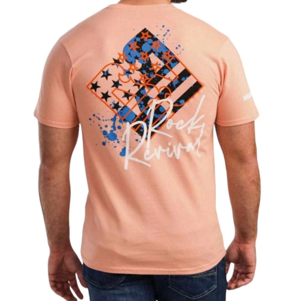 🆕️Rock Revival Peach Brogan Shortsleeve Crewneck T-Shirt. Men's Size: Medium.